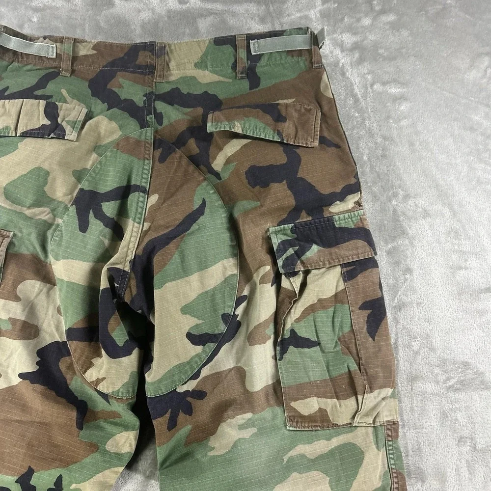 Camo Cargo Pants Mens 33x27 Green Ripstop Adjustable BDU Military Drawstring